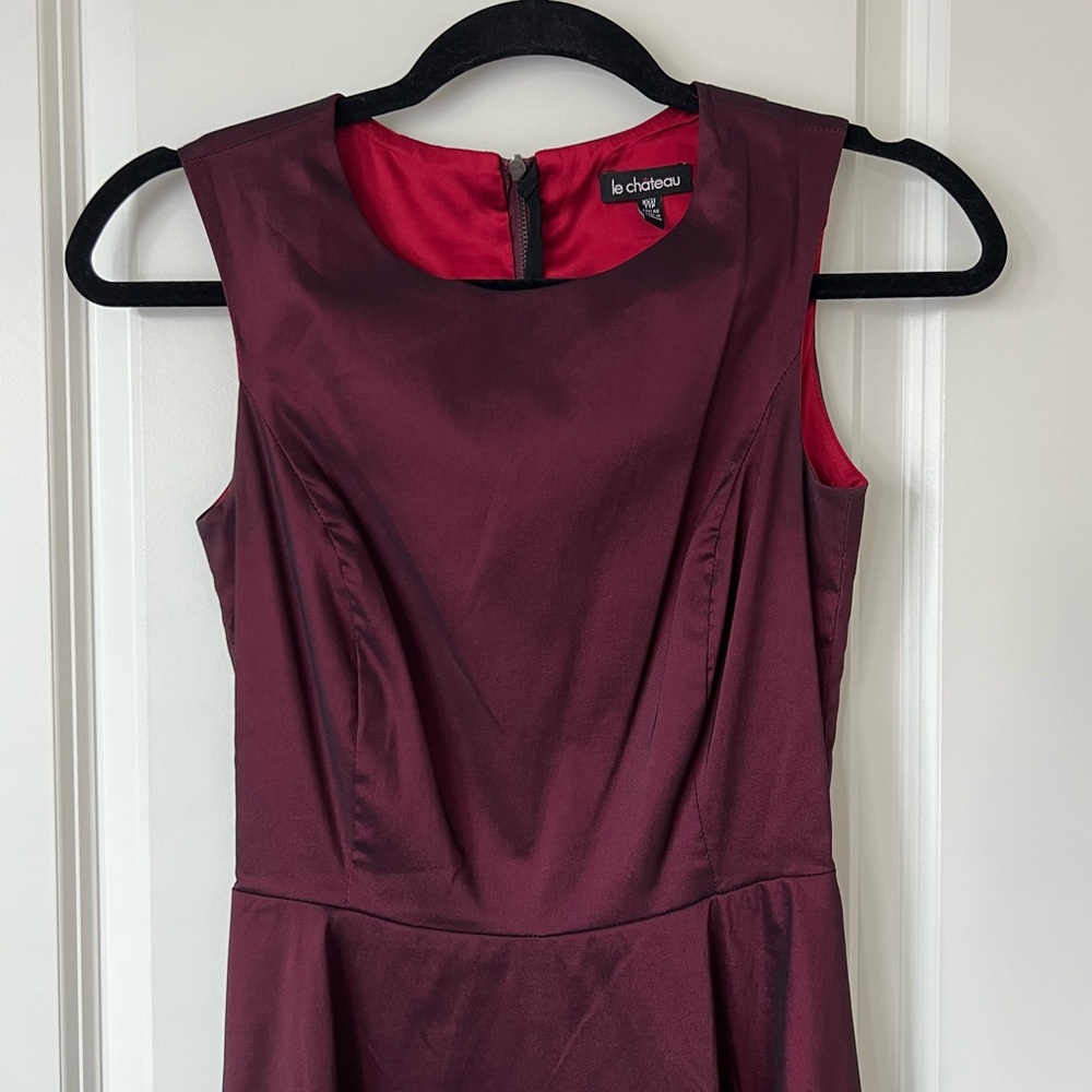 Burgundy A-Line Knee-length Dress